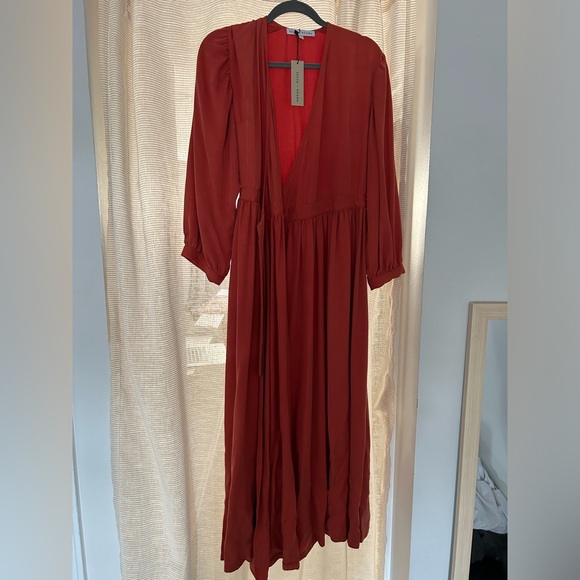 Selva Negra NWT Anita Maxi Wrap Dress Size 4 Orange Fuego - Picture 3 of 6